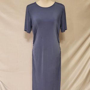 ASOS Gray/Blue Maxi Dress Ruched Sides Jersey Knit